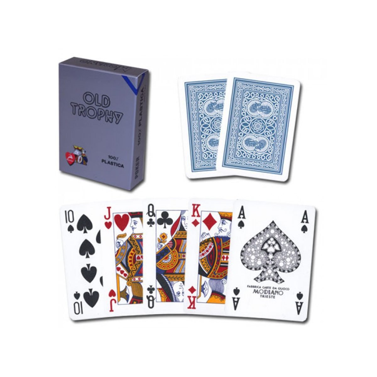 Old Trophy Jumbo Index Modiano Plastic Barcode Marked Playing Decks - Image 4