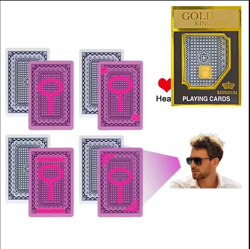 Infrared Marked Korean Gold Kingdum Plastic Playing Cards For Poker Cheating Contact Lenses